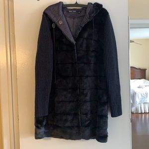 Marc Aurel Faux Fur Navy Coat size 42